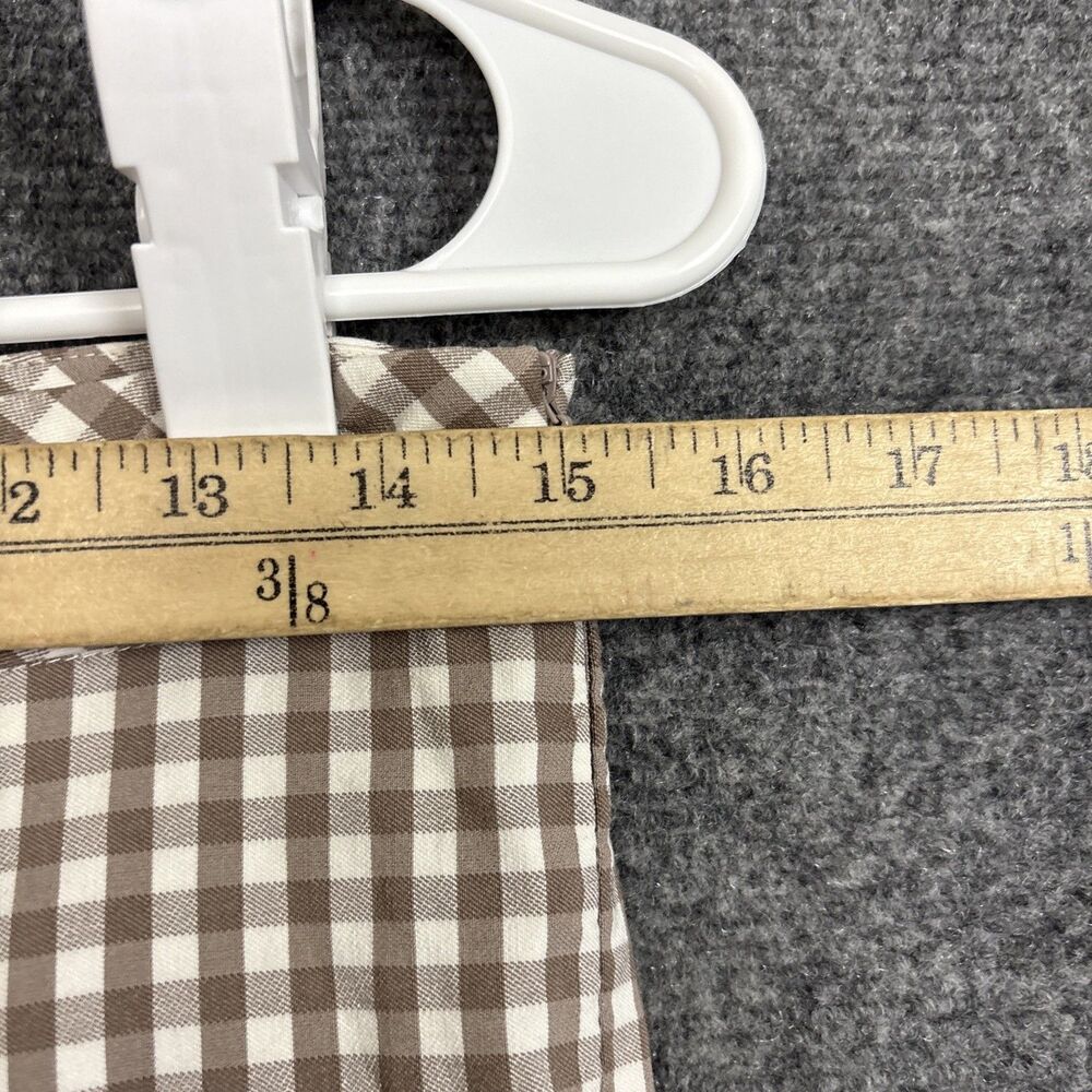J. McLaughlin Straight Pants Womens Size 6 Brown Gingham side Zip Preppy - Picture 4 of 11